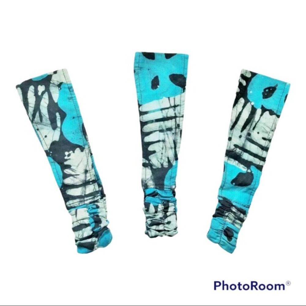 Headband African Fabric Cotton Ethnic Elastic Back Handcrafted Blue Batik Print